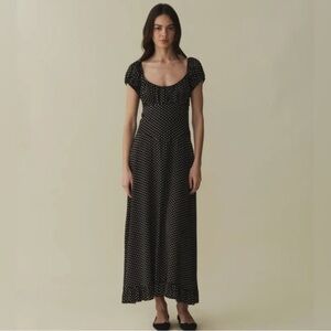 Doen Ramona Noir Black and White Polka Dot Maxi Dress